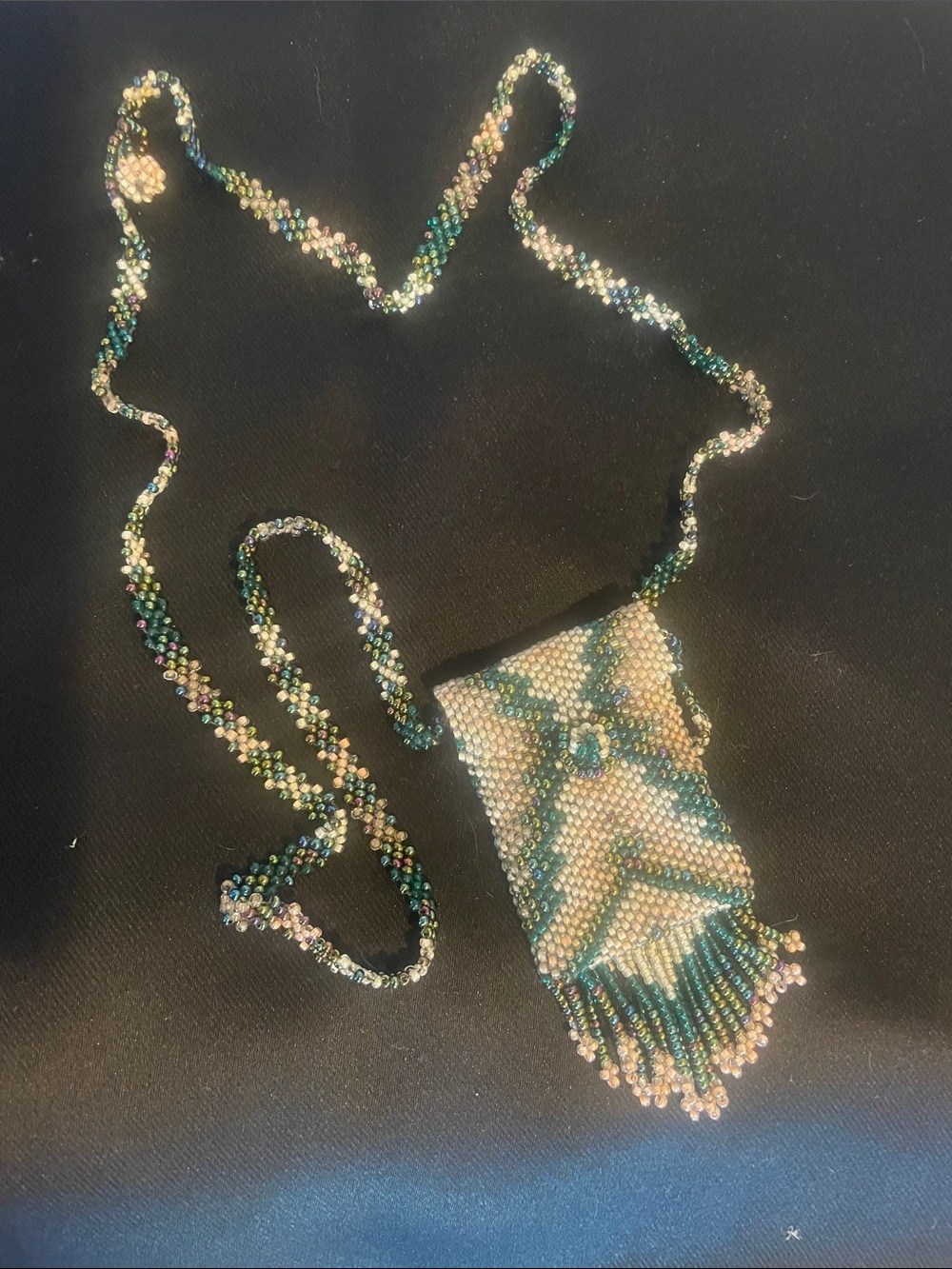 Beaded necklace pouch